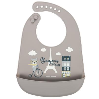 Canpol babies Bonjour Paris Silicone Bib With Pocket Podbradník pre deti 1 ks