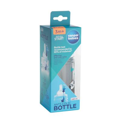 Canpol babies Exotic Animals Easy Start Anti-Colic Bottle Blue 3m+ Dojčenská fľaša pre deti 240 ml