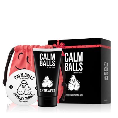 Angry Beards Calm Balls Darčeková kazeta lubrikant Antistick 150 ml + dezodorant na intímne partie Antisweat 150 ml + ružové vrecúško
