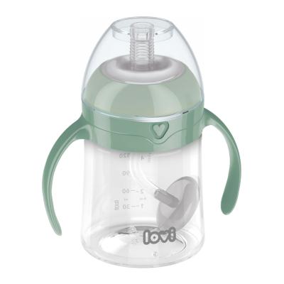 LOVI First Cup With Weighted Straw Green 6m+ Šálka pre deti 150 ml