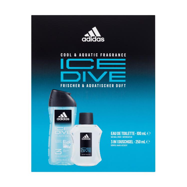 Adidas Ice Dive Darčeková kazeta toaletná voda 100 ml + sprchovací gél 250 ml