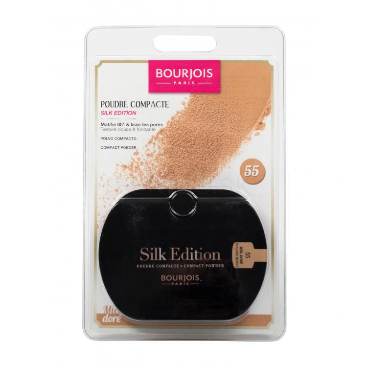 BOURJOIS Paris Silk Edition Compact Powder Púder pre ženy 9 g Odtieň 55 Golden Honey
