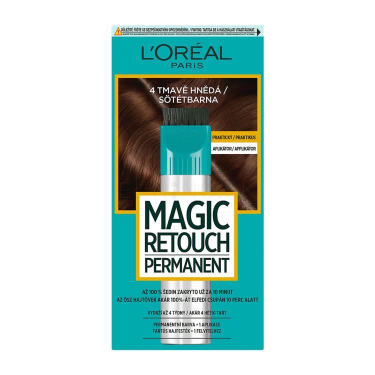 L&#039;Oréal Paris Magic Retouch Permanent Farba na vlasy pre ženy 18 ml Odtieň 4 Dark Brown