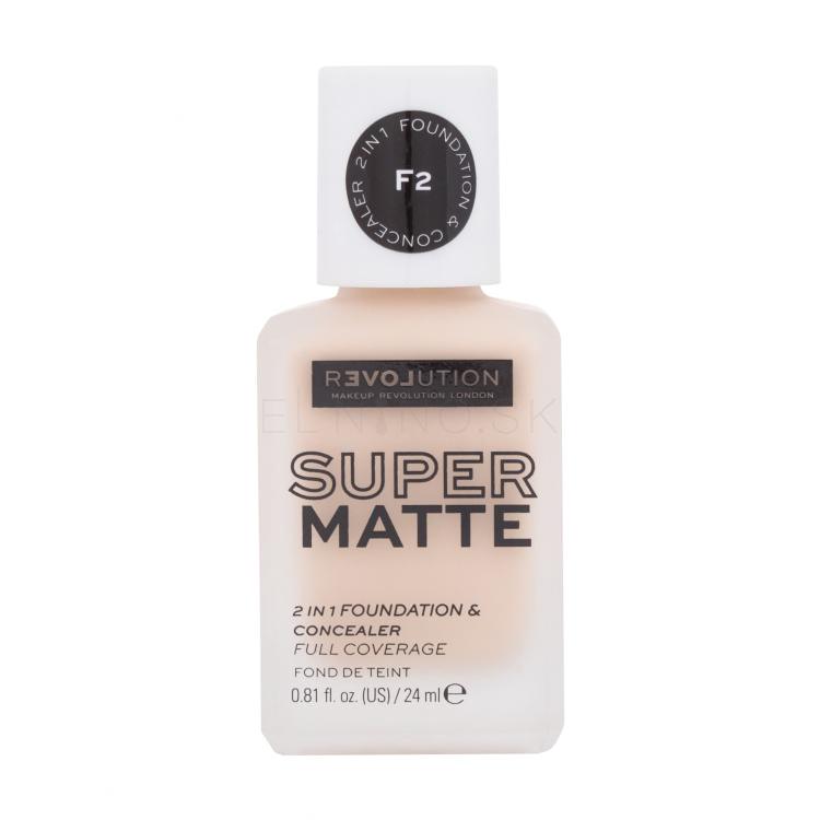 Revolution Relove Super Matte 2 in 1 Foundation &amp; Concealer Make-up pre ženy 24 ml Odtieň F2