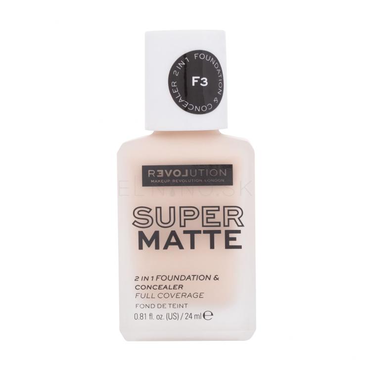 Revolution Relove Super Matte 2 in 1 Foundation &amp; Concealer Make-up pre ženy 24 ml Odtieň F3