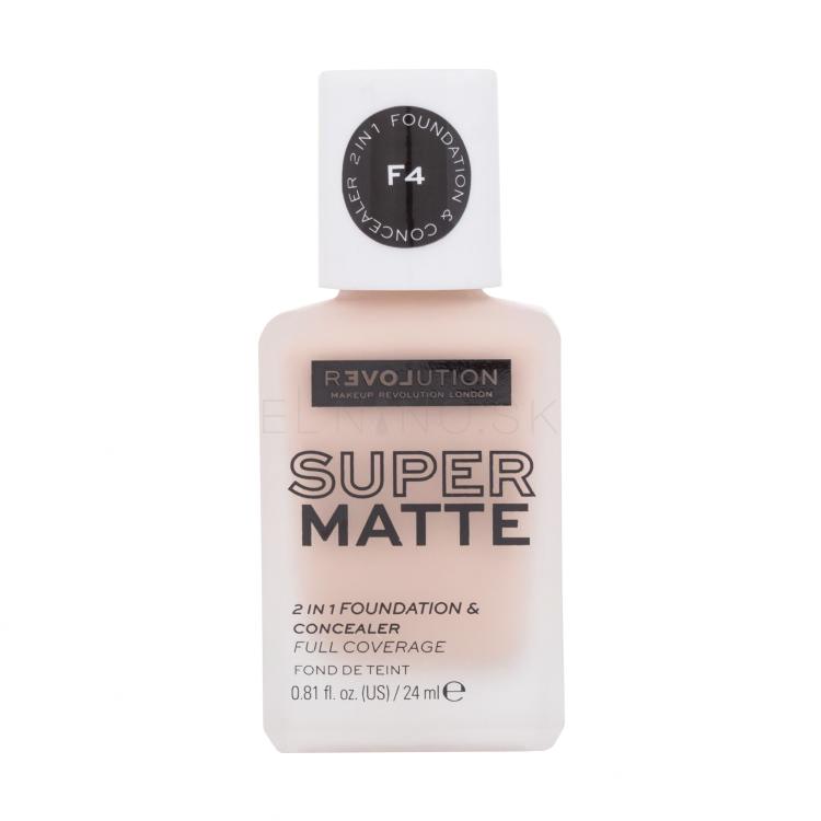 Revolution Relove Super Matte 2 in 1 Foundation &amp; Concealer Make-up pre ženy 24 ml Odtieň F4