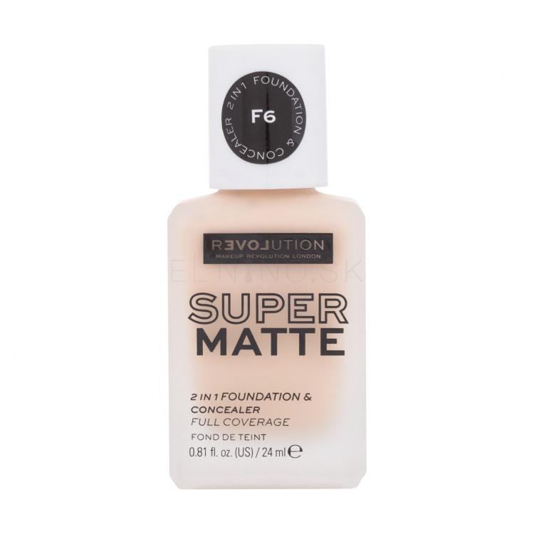 Revolution Relove Super Matte 2 in 1 Foundation &amp; Concealer Make-up pre ženy 24 ml Odtieň F6