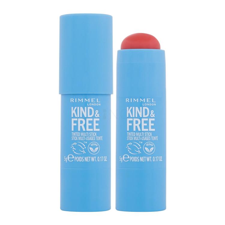 Rimmel London Kind &amp; Free Tinted Multi Stick Lícenka pre ženy 5 g Odtieň 004 Tangerine Dream