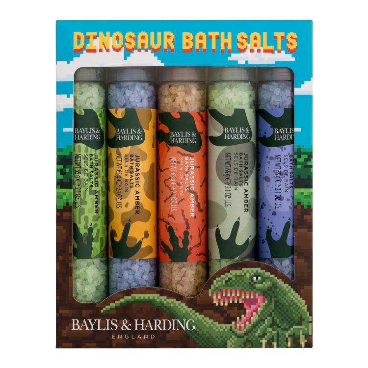 Baylis &amp; Harding Dinosaur Bath Salts Darčeková kazeta soľ do kúpeľa Jurassic Amber 5 x 65 g