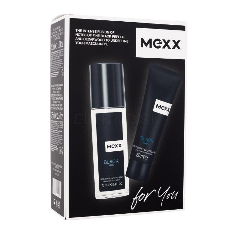 Mexx Black Darčeková kazeta dezodorant 75 ml + sprchovací gél 50 ml poškodená krabička