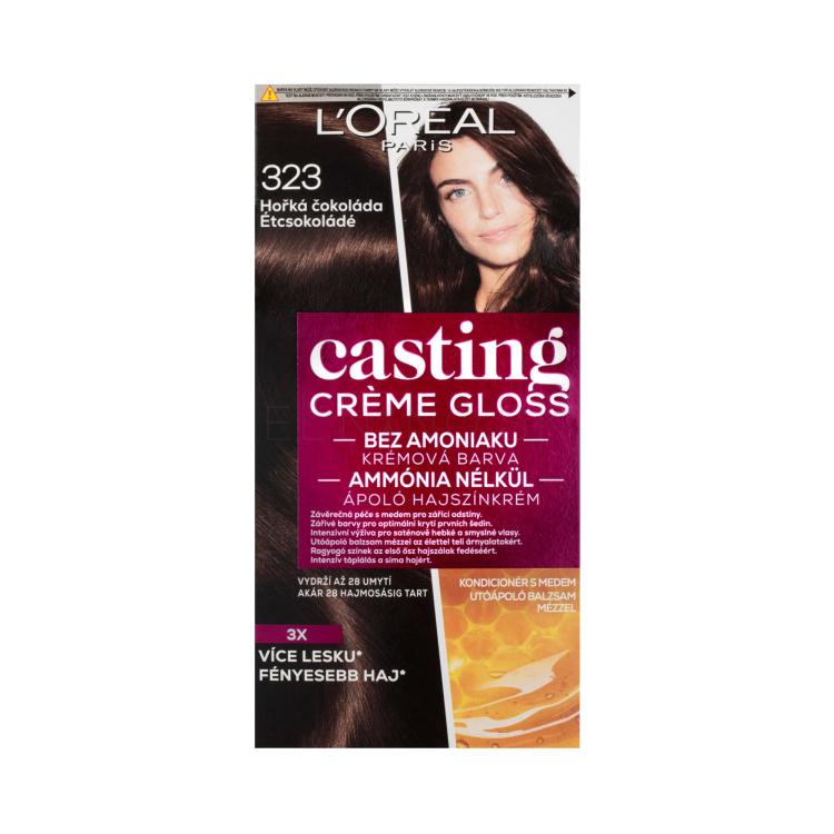 L&#039;Oréal Paris Casting Creme Gloss Farba na vlasy pre ženy 48 ml Odtieň 323 Darkest Chocolate