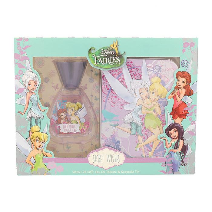 Disney Fairies Fairies Secret Wishes Darčeková kazeta toaletná voda 50 ml + plechová dóza