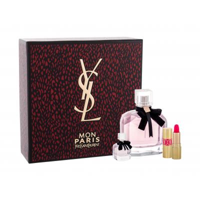 Yves Saint Laurent Mon Paris Darčeková kazeta parfumovaná voda 90 ml + parfumovaná voda 7,5 ml + rúž Rouge Volupte Shine N. 49