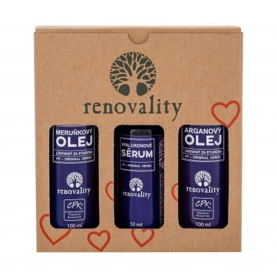Renovality Original Series Argan Oil Darčeková kazeta telový olej 100 ml + telový olej Apricot Oil 100 ml + hyaluronové sérum Hyaluron Serum 50 ml