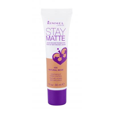 Rimmel London Stay Matte Liquid Mousse Foundation Make-up pre ženy 30 ml Odtieň 400 Natural Beige