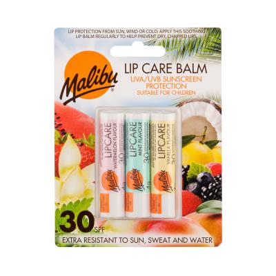 Malibu Lip Care SPF30 Darčeková kazeta balzam na pery 4 g + balzam na pery 4 g Mint + balzam na pery 4 g Vanilla