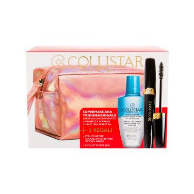 Collistar SuperMascara Three Dimensional Darčeková kazeta riasenka 8 ml + dvojfázový odličovací prípravok Gentle Two Phase 50 ml + kozmetická taštička