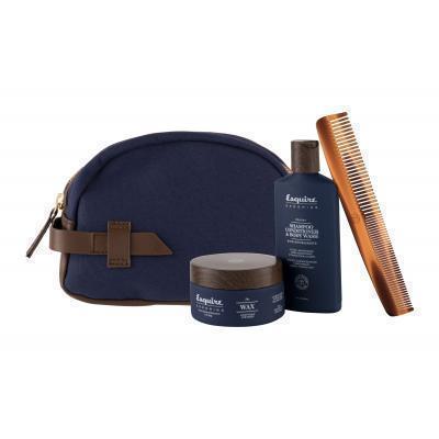 Farouk Systems Esquire Grooming The 3-In-1 Darčeková kazeta sprchovací gél 3in1 89 ml + vosk na vlasy The Wax 85 g + hrebeň Classic Travel Dual Comb 1 ks + kozmetická taška