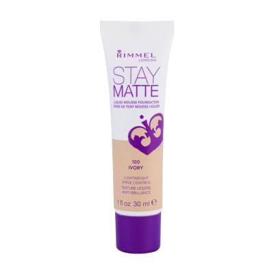 Rimmel London Stay Matte Liquid Mousse Foundation Make-up pre ženy 30 ml Odtieň 100 Ivory