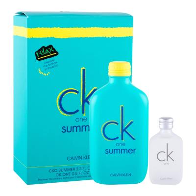 Calvin Klein CK One Summer 2020 Darčeková kazeta toaletná voda 100 ml + toaletná voda CK One 15 ml + samolepky