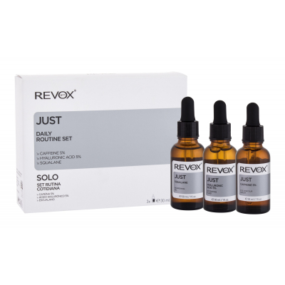 Revox Just Daily Routine Set Darčeková kazeta pleťové sérum B77 Just Hyaluronic Acid 5% 30 ml + očné sérum B77 Just Caffeine 5% 30 ml + pleťový olej B77 Just Squalane 30 ml