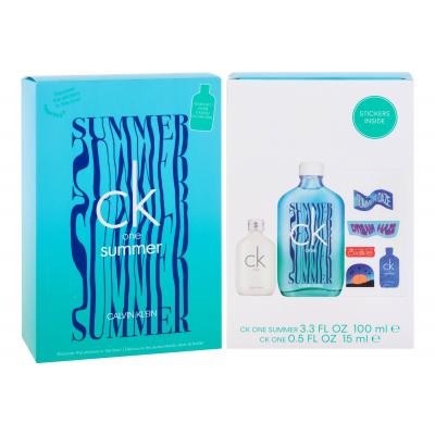 Calvin Klein CK One Summer 2021 Darčeková kazeta toaletná voda 100 ml + toaletná voda CK One 15 ml + samolepky