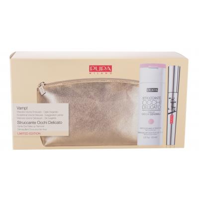 Pupa Vamp! Darčeková kazeta riasenka Vamp! 9 ml + odličovač očí Struccante Occhi Delicato Gentle Eye Make-Up Remover 150 ml + kozmetická taštička