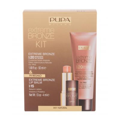 Pupa Extreme Bronze Moisturizing Tanning Foundation SPF20 Darčeková kazeta make-up Extreme Bronze Foundation SPF20 50 ml + balzam na pery Extreme Bronze Lip Balm SPF15 4 ml