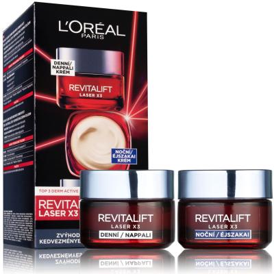 L&#039;Oréal Paris Revitalift Laser X3 Day Cream Darčeková kazeta denný pleťový krém Revitalift Laser X3 50 ml + nočný pleťový krém Revitalift Laser X3 50 ml