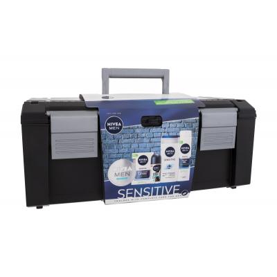 Nivea Men Sensitive Toolbox With Complete Care For Men Darčeková kazeta voda po holení Men Sensitive 100 ml + gél na holenie Men Sensitive 200 ml + sprchovací gél Men Sensitive 250 ml + antiperspirant roll-on Men Black & White Invisible Fresh 50 ml + gél-krém Men Fresh Gel 150 ml + box na náradie