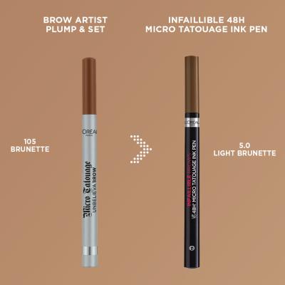 L&#039;Oréal Paris Infaillible Brows 48H Micro Tatouage Ink Pen Ceruzka na obočie pre ženy 1 g Odtieň 5.0 Light Brunette
