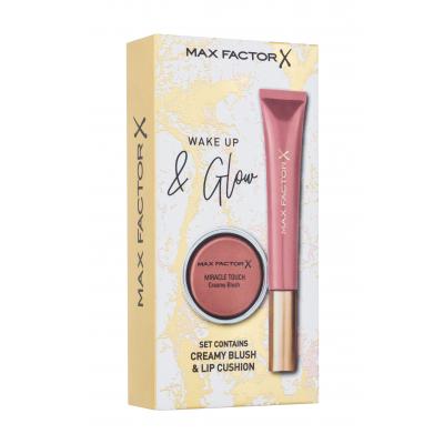 Max Factor Wake Up & Glow Darčeková kazeta lesk na pery Colour Elixir Lip Cushion 9 ml + lícenka Miracle Touch Creamy Blush 3 g 03 Soft Copper