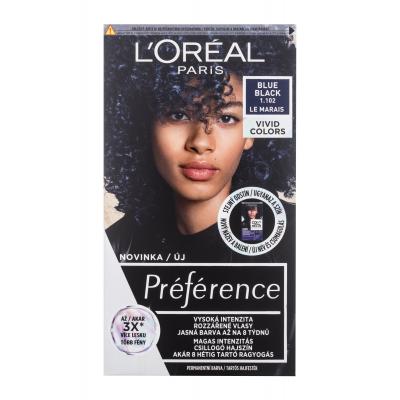 L&#039;Oréal Paris Préférence Vivid Colors Farba na vlasy pre ženy 60 ml Odtieň 1,102 Blue Black