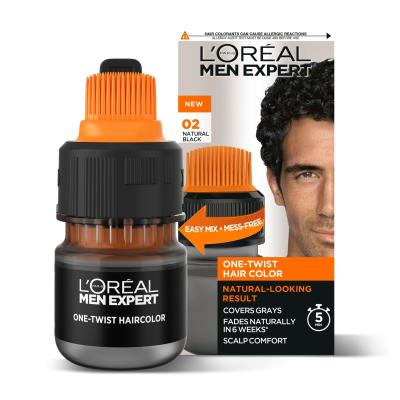 L&#039;Oréal Paris Men Expert One-Twist Hair Color Farba na vlasy pre mužov 50 ml Odtieň 02 Real Black
