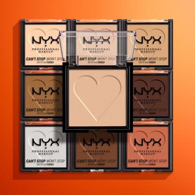 NYX Professional Makeup Can&#039;t Stop Won&#039;t Stop Mattifying Powder Púder pre ženy 6 g Odtieň 03 Light Medium