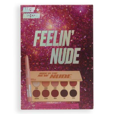 Makeup Obsession Feelin´ Nude Darčeková kazeta paletka očných tieňov Nude Is The New Nude 13 g + ceruzka na pery Matchmaker Lip Crayon 1 g Moon