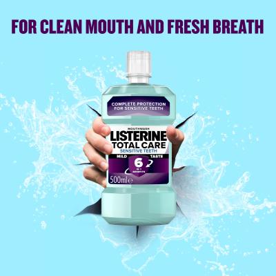 Listerine Total Care Sensitive Teeth Mild Taste Mouthwash 6 in 1 Ústna voda 500 ml