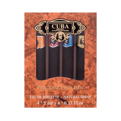 Cuba Set Miniatures Darčeková kazeta toaletná voda Gold 5 ml + toaletná voda Blue 5 ml + toaletná voda Orange 5 ml + toaletná voda Red 5 ml