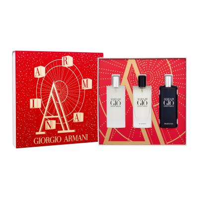 Giorgio Armani Acqua di Giò Collection Darčeková kazeta parfumovaná voda Acqua di Gio 15 ml + toaletná voda Acqua di Gio 15 ml + parfumovaná voda Acqua di Gio Profondo 15 ml