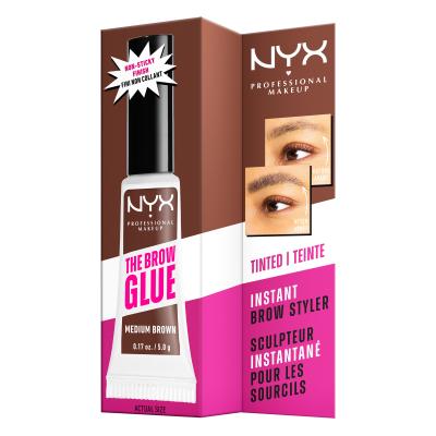NYX Professional Makeup The Brow Glue Instant Brow Styler Gél a pomáda na obočie pre ženy 5 g Odtieň 03 Medium Brown