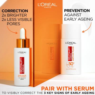 L&#039;Oréal Paris Revitalift Clinical Anti-UV Fluid SPF50+ Denný pleťový krém pre ženy 50 ml