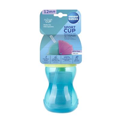 Canpol babies Active Cup Sport Cup With Flip-Top Straw Blue Šálka pre deti 370 ml