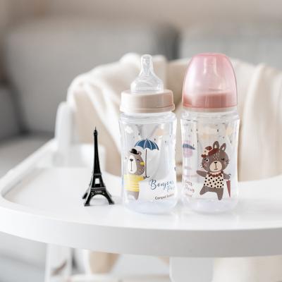 Canpol babies Bonjour Paris Easy Start Anti-Colic Bottle Pink 3m+ Dojčenská fľaša pre deti 240 ml