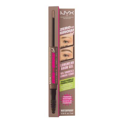 NYX Professional Makeup Zero To Brow Gél a pomáda na obočie pre ženy 2 ml Odtieň 02 Ash Blonde