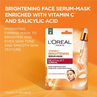L&#039;Oréal Paris Revitalift Clinical Vitamin C Brightening Serum-Mask Pleťová maska pre ženy 26 g