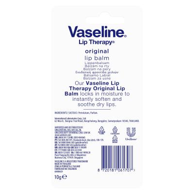 Vaseline Lip Therapy Original Lip Balm Tube Balzam na pery pre ženy 10 g