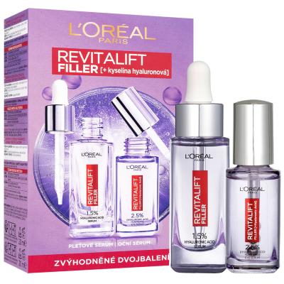 L&#039;Oréal Paris Revitalift Filler HA Darčeková kazeta pleťové sérum Revitalift Filler HA 1,5% 30 ml + očné sérum Revitalift Filler HA 2,5% 20 ml