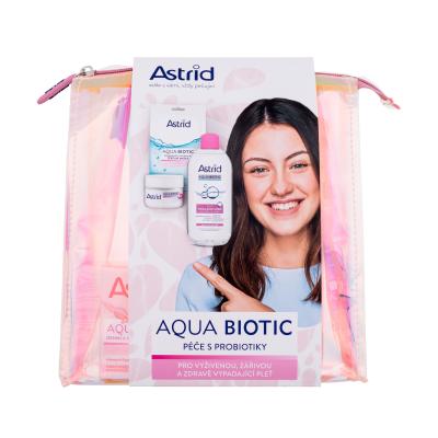 Astrid Aqua Biotic Darčeková kazeta denný a nočný pleťový krém Aqua Biotic Day And Night Cream 50 ml + micelárna voda Aqua Biotic 3in1 Micellar Water 400 ml + textilná pleťová maska Aqua Biotic Anti-Fatigue and Quenching Tissue Mask 1 ks + kozmetická taštička