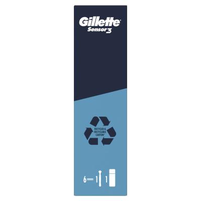 Gillette Sensor3 Sensitive Darčeková kazeta holiaci strojček Sensor3 1 ks + náhradná hlavica Sensor3 5 ks + gél na holenie Series Shave Gél Soothing Aloe Vera 75 ml