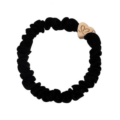 By Eloise London Skinny Silk Scrunchie Gold Heart Gumička na vlasy pre ženy 1 ks Odtieň Black